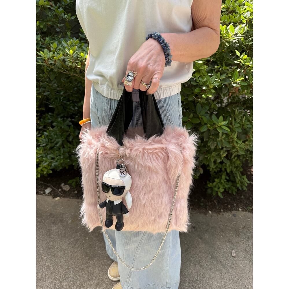 Stand Studio Lucille Faux-Fur Tote Bag with free silver chain strap (no charm)